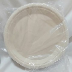 50 Round 10″ Tan Bagasse Sustainable Dinner Plates Party Tableware Decorations