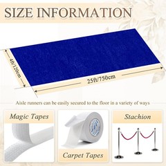FANPROMS Royal Blue Aisle Runner for 4′ x 25′ (Rectangular),