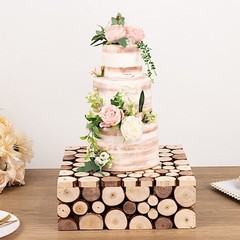 NATURAL 14″x14″ Square Wooden Cake Stand Pedestal Riser Wedding Centerpieces