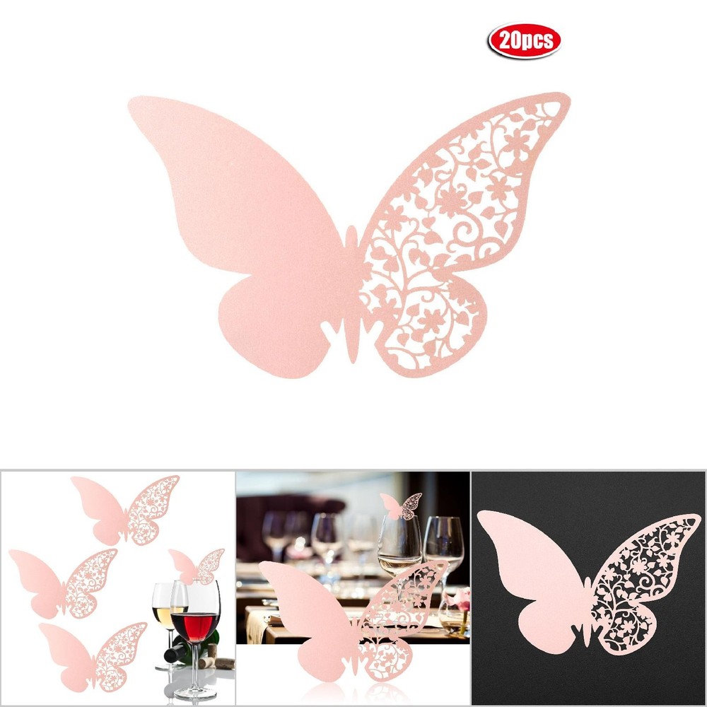 20pcs Shape Wedding Hollow Name Place Cards For Wine Glass Table