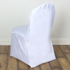 BRAND NEW Polyester BANQUET – REUSABLE Chair Cover – WHITE – 1 pc