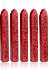 5 Metallic Red Sealing Wax Sticks with Wicks for Elegant Invitations & Gifts