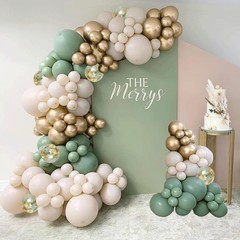 Sage Green White Sand Balloon Arch 18inch, 12inch, 10inch, 5inch, Gold