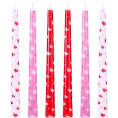 6 Pcs Valentines Heart Taper Candles-10 Unscented Valentine’s Day Heart-6Pcs