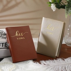 2 Pcs Wedding Vow Books His and Hers Copper Brown, Almond