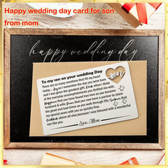 Son Wedding Gifts from Mom, Engraved Wallet Card Insert for Son on His Wedding D