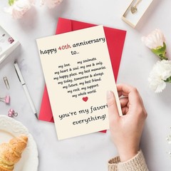 Asmallgf Vintage 40th Wedding Anniversary Card for Husband Wife, Best Gifts f…