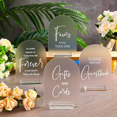 Sophisticated Acrylic Wedding Signage Set – 4 Pcs, 5×7 Inches Elegant Style