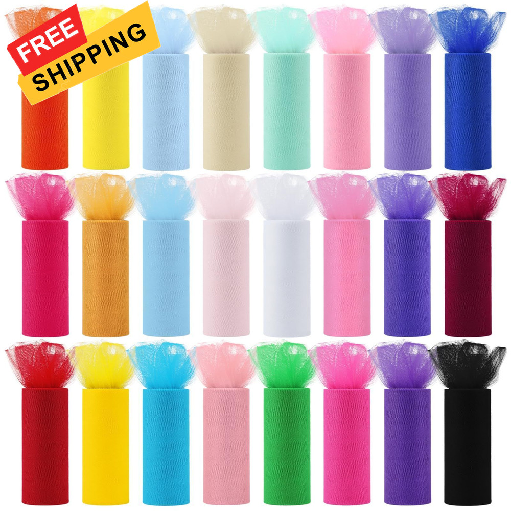 Miegecha 24 Colors Tulle Rolls 6” by 10 6 inches x 10 yards, Multicolor