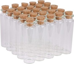 MaxMau 20ml Small Glass Bottles,Tiny Vials,Jars with Cork Clear