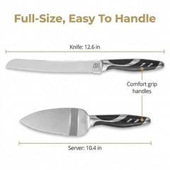 LUSHIG Wedding Cake Knife and Server Set, Stainless Steel Cake Serving Set wi…