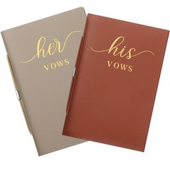 2 Pcs Wedding Vow Books His and Hers Copper Brown, Almond