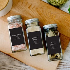 230 Black Spice Labels by ThreeKin | Waterproof & 1 inch in diameter,