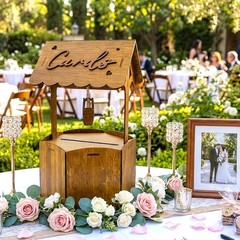 Wishing Well Wedding Card Box Reception Wooden Gift Roof Envelope Decor