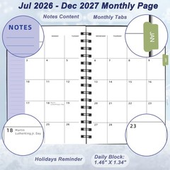 Day Planner 2026-2027, 2026 Weekly and Monthly Planner, Jul 2026-Dec 2027, 18…