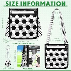 Women Clear PVC Soccer Crossbody Bag Black and White Soccer Bag for Events