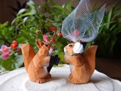 Squirrel Figures Cake Topper Bride Groom Love Wedding Engagement Wood Statue