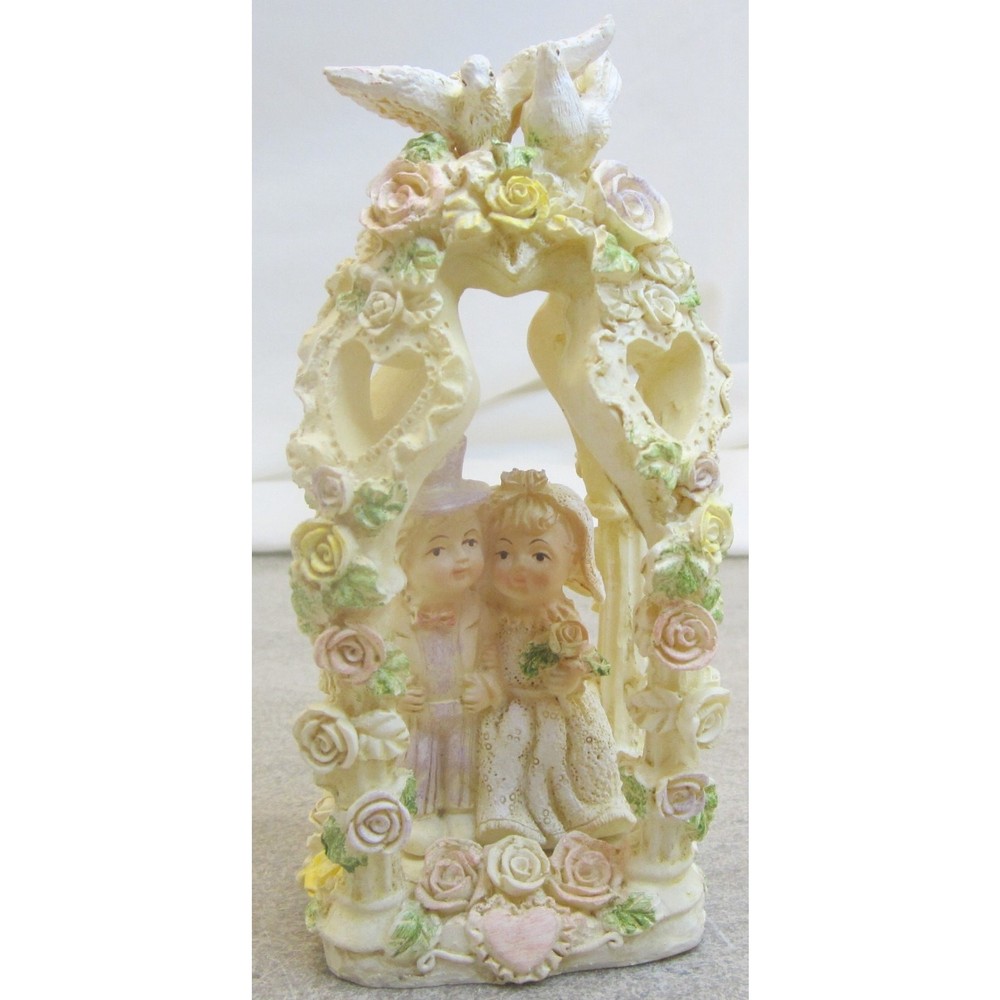 Arch Wedding Cake Topper Bride Groom White Pink Purple Green Roses Dove Hearts 2