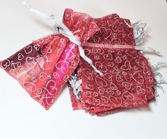 50pcs Red Heart Organza Gift Bags 5″x7″ Drawstring Pouches Jewelry Favor Wedding