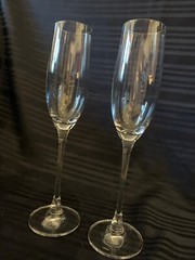Lenox Crystal Champagne Flutes set of 2 Glasses Simple Pattern New