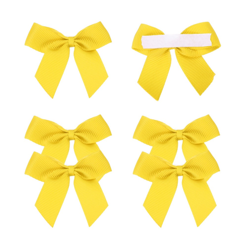 12Pcs Mini Grosgrain Ribbon Bow 2″ Self Adhesive Flower Bows Yellow