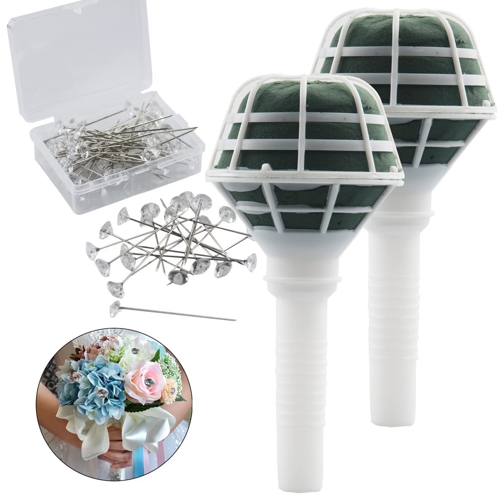 Arlai 2pcs 7.1″ Bridal Bouquet Stand Wedding Bridal Bouquet Holder Foam Flowe…