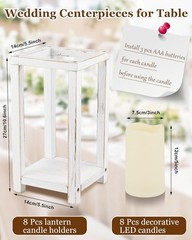 Rustic Wooden Lantern Centerpieces 16pcs Wedding Party Table Decor Flameless LED