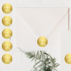 1.5 Inch Thank You Stickers, 480 White Script on Gold Foil Stickers for Small…