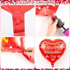 36 Pieces Red Heart Balloons, Happy Valentines Day I Love You Foil Mylar 36 Red