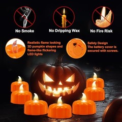 Fall Decorations for Home Pumpkin Tea Lights,12 Pack LED Orange Pumpkin Lights