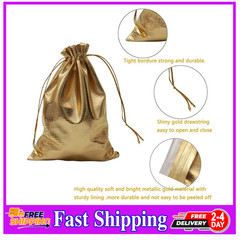 100 Pack Gold Organza Drawstring Bags 5×7 Jewelry Gift Pouches with Tags