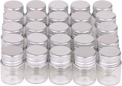MaxMau 100 Sets Small Glass Bottles with Aluminum Cap Screw Top Lids