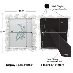 8×10 Vintage Picture Frame, Antique White Ornate Photo Frame, for Tabletop an…