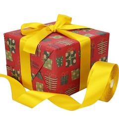 Satin Ribbon 50 Yards Solid Fabric Ribbons Roll for Wedding 1-1/2 inch Yellow