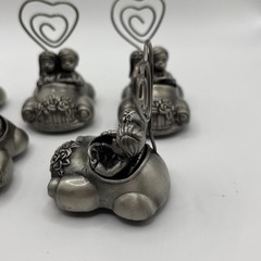 Just Married Pewter Place Card Holder Car Bride/Groom/Heart Wedding Set Of 7