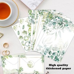 160-Piece Eucalyptus Stationery Envelopes Set – 50 Writing Papers, 50 Enve