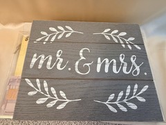 David Tutera Mr & Mrs Chair Signs Table Decoration Set Gold Gray Wedding 3pc