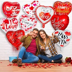 36 Pieces Red Heart Balloons, Happy Valentines Day I Love You Foil Mylar 36 Red