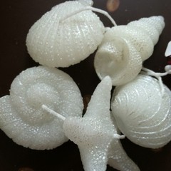 Hallmark Seashells Tea light Candles Beach Seaside Villa 5 White Shells Lot Set