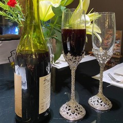 Wedding Champagne Flutes Set of 2 – Metal Base With Crystal Stones, Glasses f…