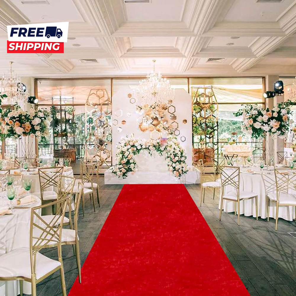 Red Carpet Runner for Party Wedding Aisle Decorations 4Ftx15Ft Aisle Runners