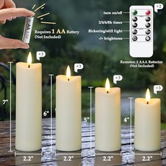 12 Pcs Battery Operated Waterproof Ivory Plastic Flameless Pillar Candles with
