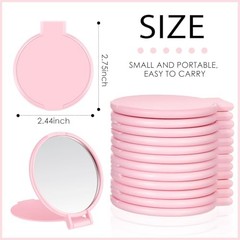 Pieces Compact Mirrors Bulk, Mini Folding Pocket Mirrors for Purse, 12 Pink