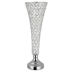 4PCS Silver Crystal Vases, 20in Tall Metal-Base Floral Centerpieces for Events