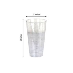 16 oz Clear with Silver Glittered Plastic Cocktail Disposable Glasses TABLEWARE