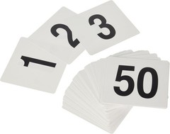 Table Numbers Set 1 50 Plastic Double Side 4×4 Inch White Black for Events