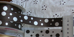 BROWN SILVER PEARL Random Spots Embroidered 100% Poly 5 Met 23mm W Cherry BLD14