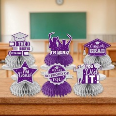 12pcs Graduation Table Decorations 2026, Purple and Silver
