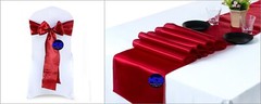 Satin Chair Sashes Bow + Satin Table Runners Wedding Party Decor (Combo Offer)