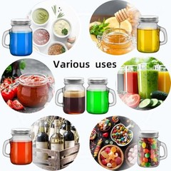 2 Pcs clear 4 oz Mini Mason Jar Mugs Mason Jar Mugs with Handles and Lids